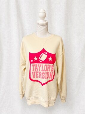 Taylor’s Version Football Graphic Oversized Crewneck Sweatshirt Cream